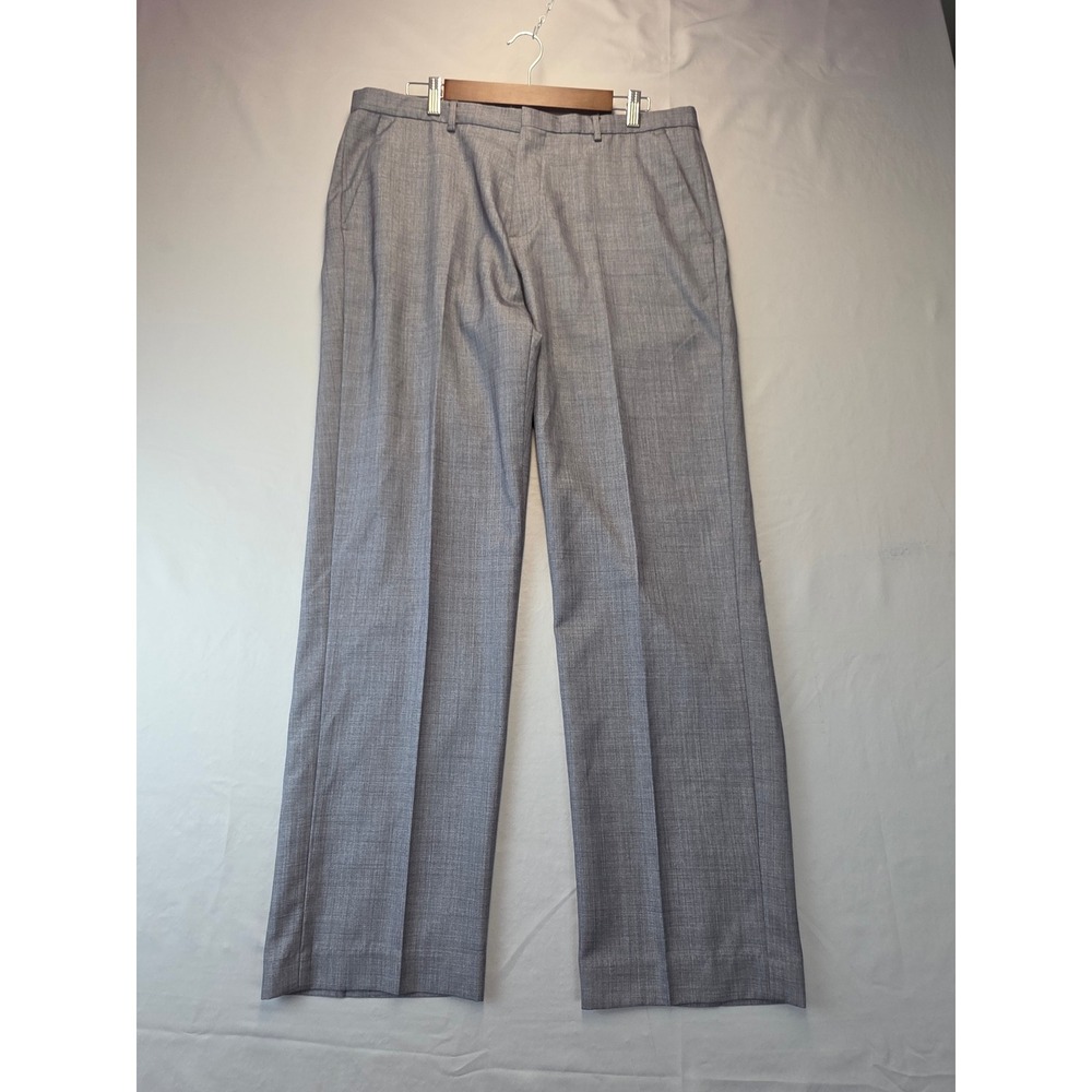 Calvin Klein Mens Light Gray Flat Front Dress Pants Trousers 36x32 Heathered